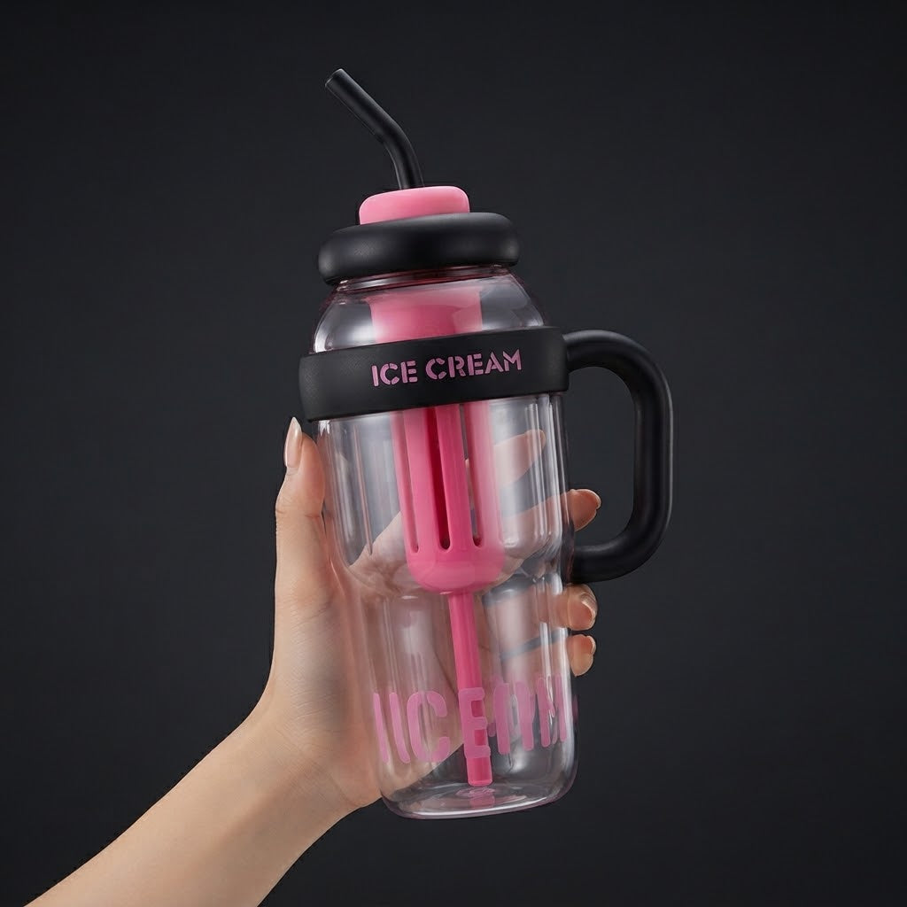 Cute Summer Plastic Cup – Milky Tea & Juice Cup with Straw