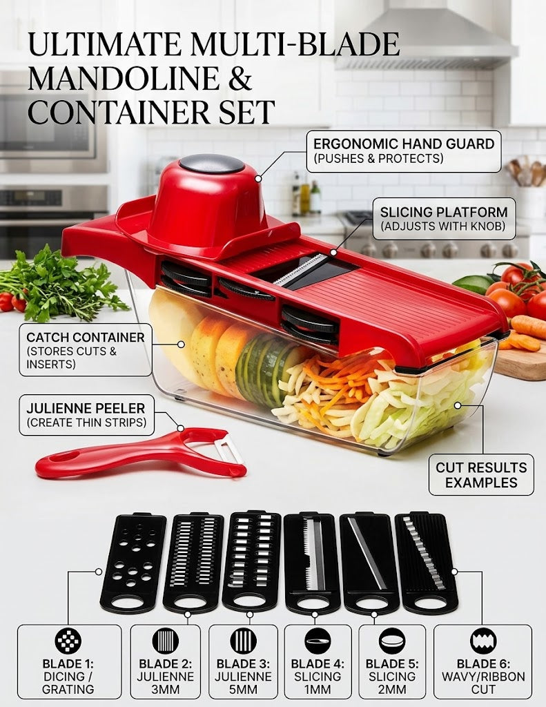 Multi-Functional Vegetable Cutter & Slicer Set with Container