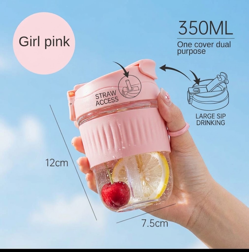 350ml Borosilicate Glass Water Bottle