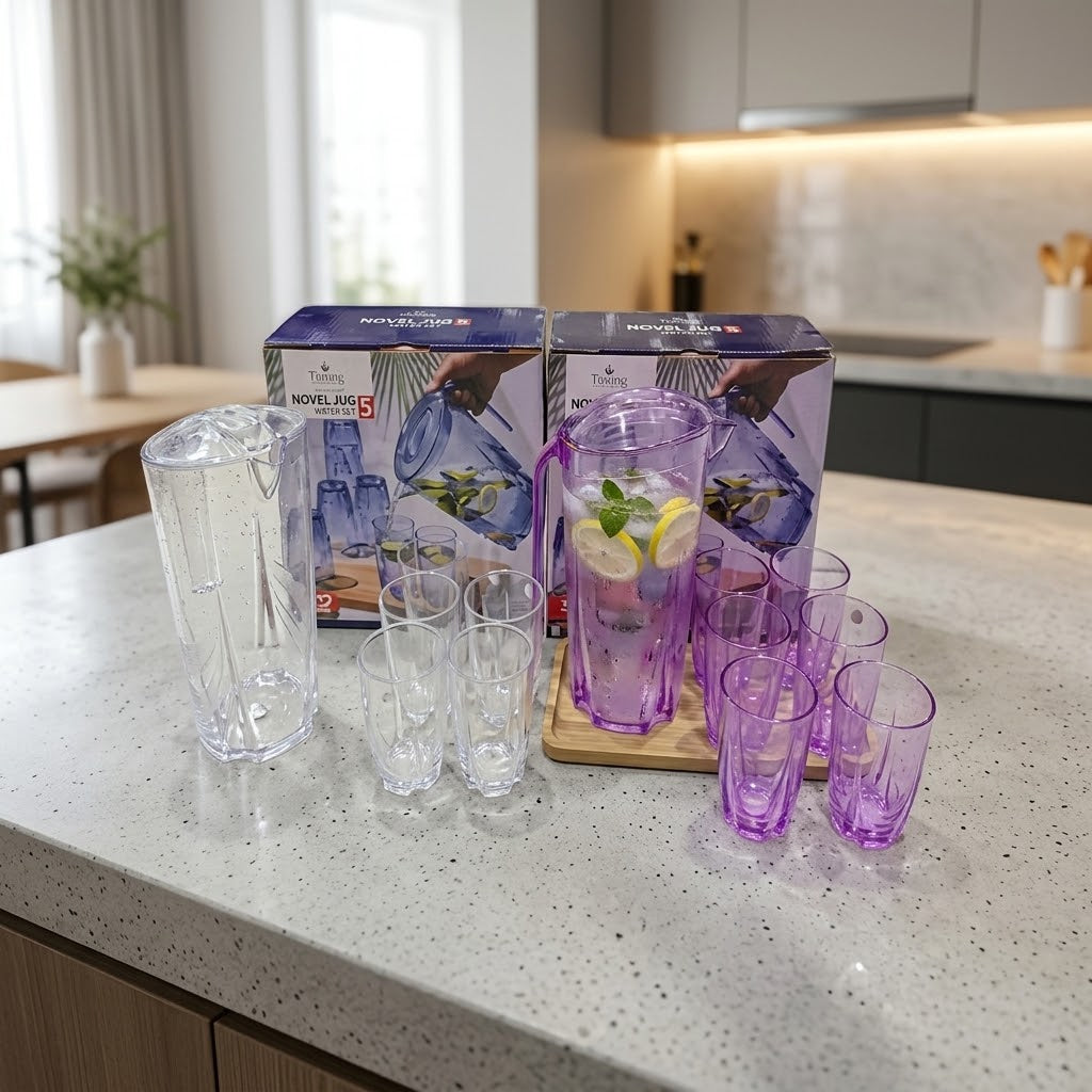 Acrylic Unbreakable Jug Set with 6 Glasses