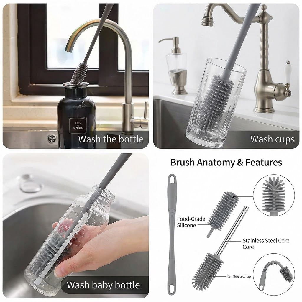 Premium Silicone Bottle Cleaning Brush