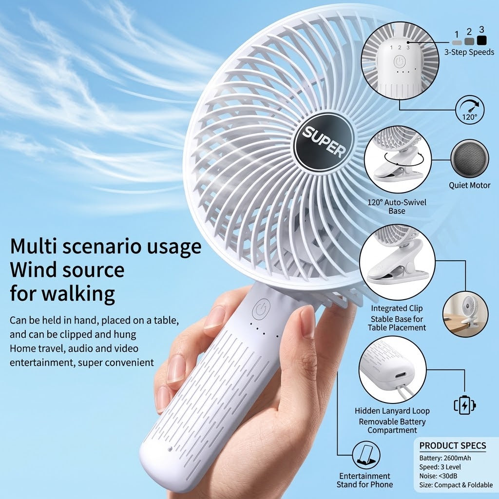 4-in-1 Rechargeable Desktop Fan