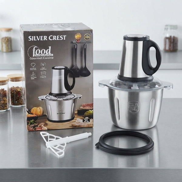 GullPlaza.pk Silver Crest 3L Electric Food Chopper with Egg Beater