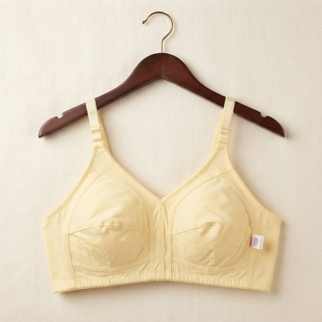 Beige Non-Padded Cotton Bra