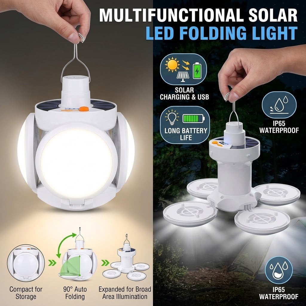 Multifunctional Solar LED Folding Light - 90° Adjustable