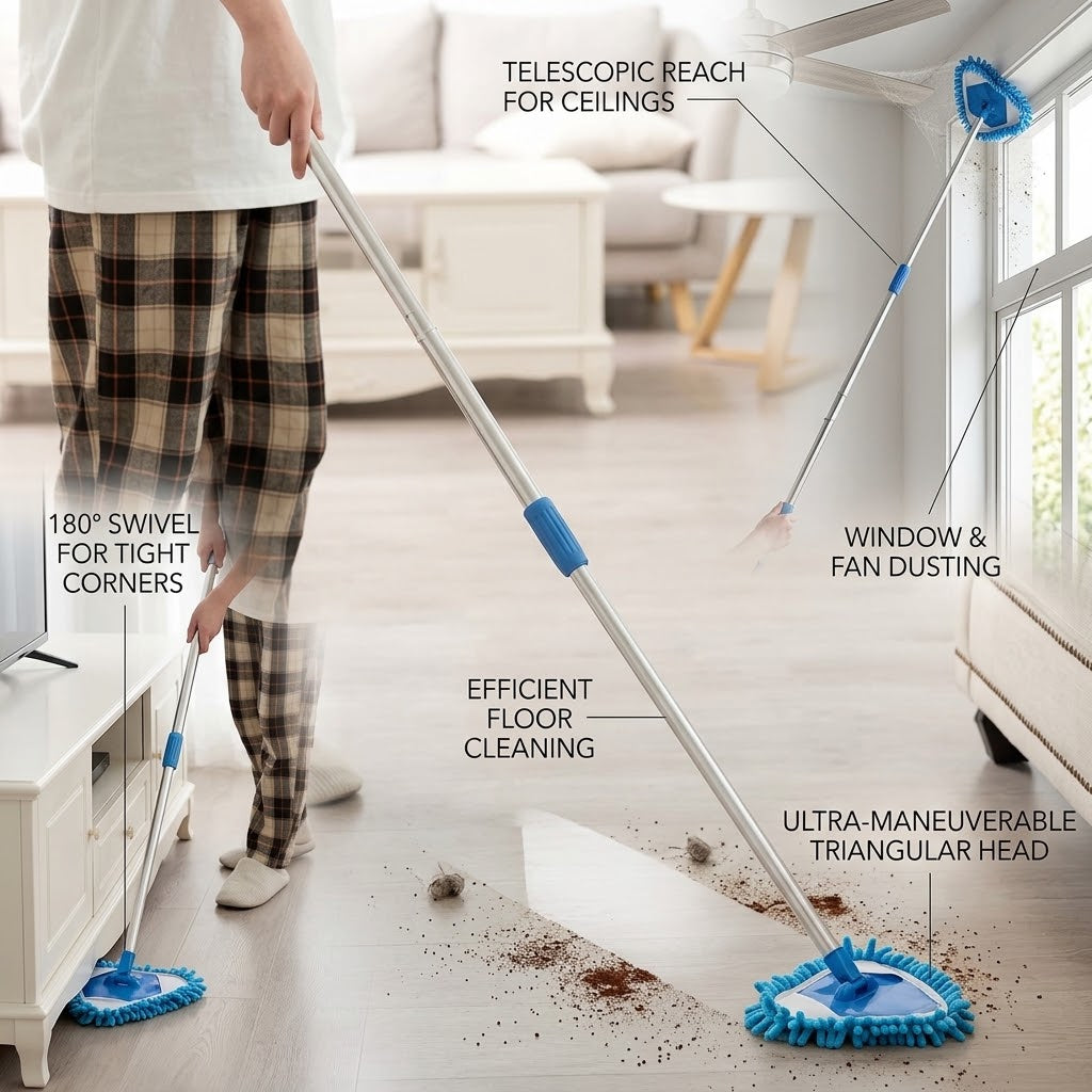 180° Rotatable Triangle Mop with Telescopic Handle
