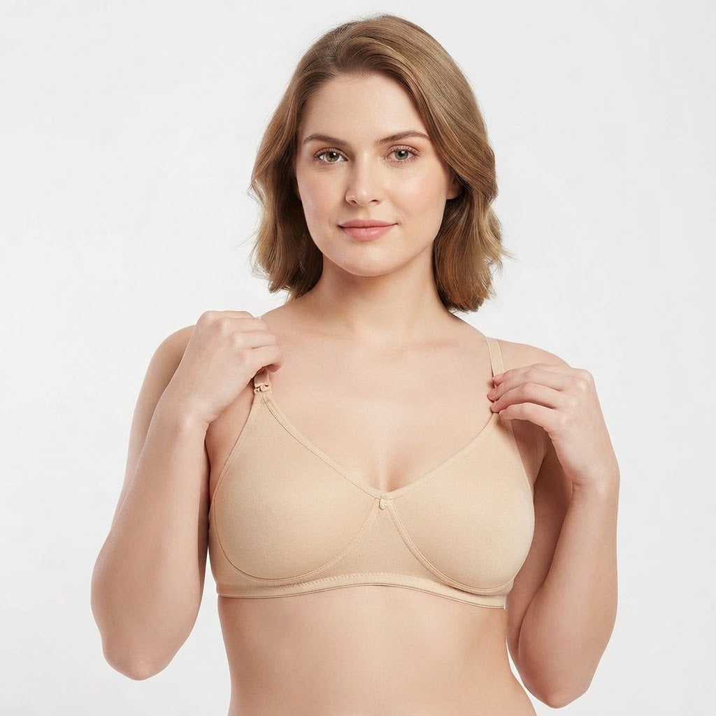 Beige Non-Padded Cotton Bra for Daily Wear