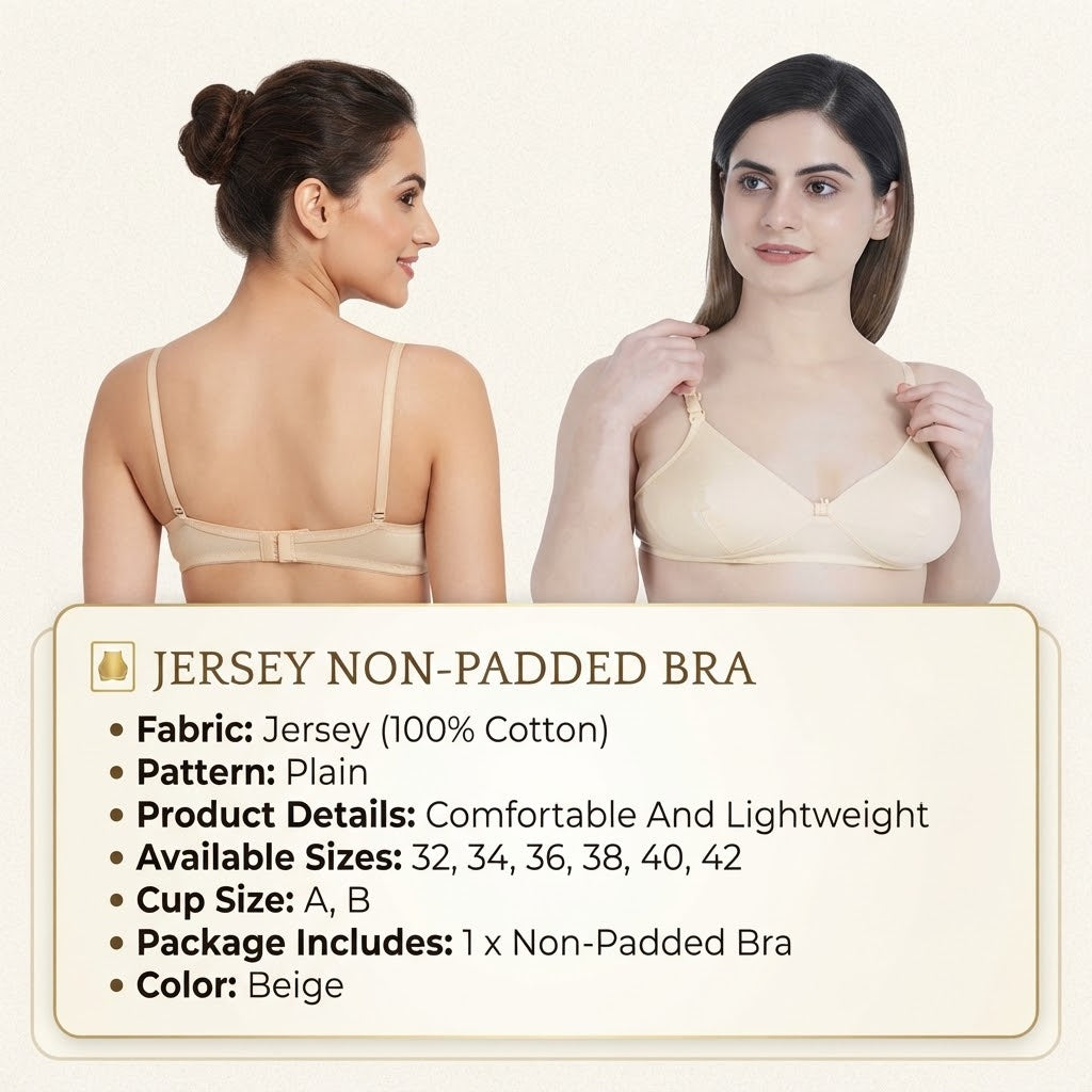 Beige Non-Padded Cotton Bra for Daily Wear