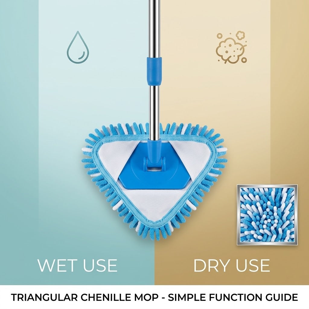 180° Rotatable Triangle Mop with Telescopic Handle