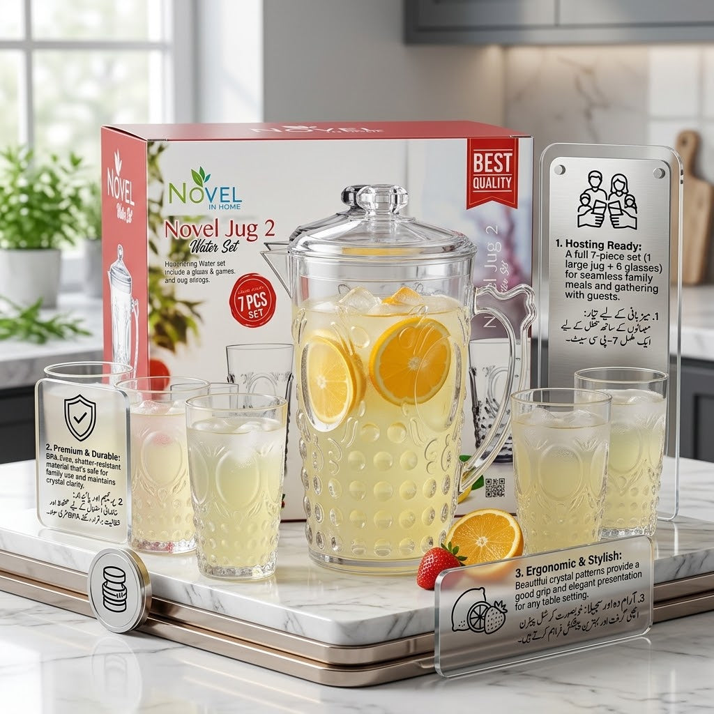 Premium Acrylic Unbreakable Jug Set with 6 Glasses
