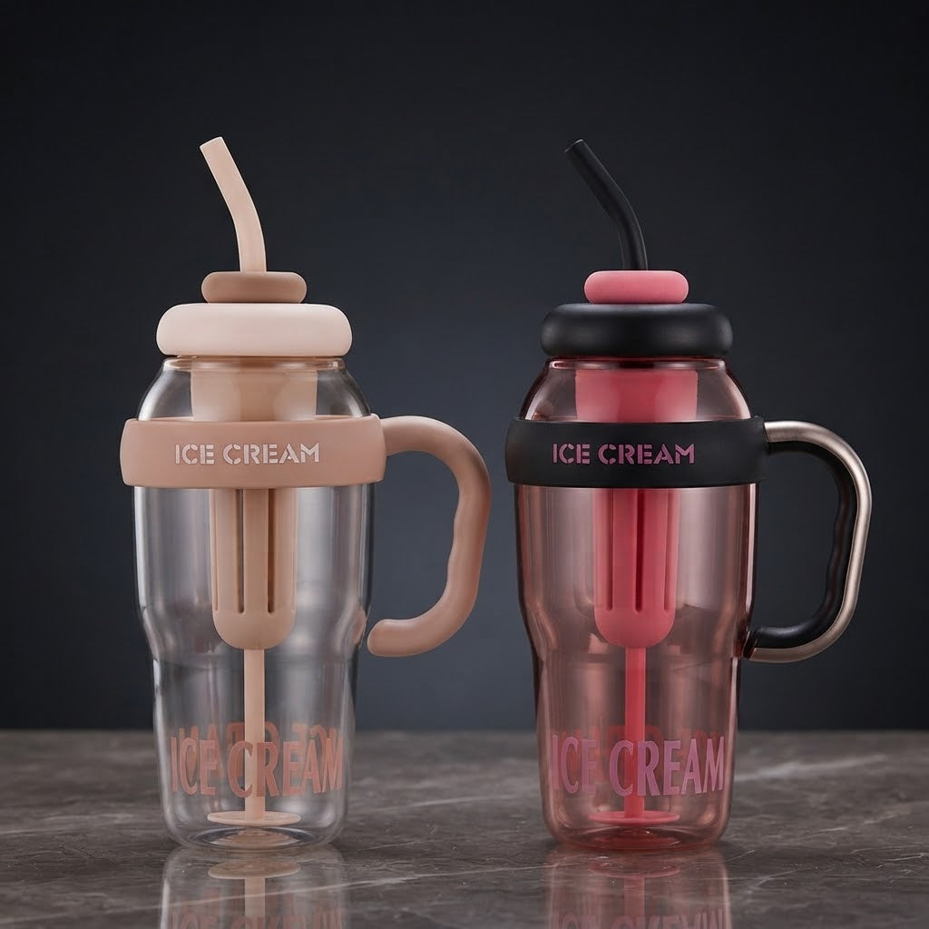 Cute Summer Plastic Cup – Milky Tea & Juice Cup with Straw