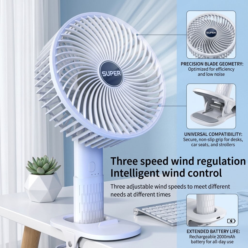 4-in-1 Rechargeable Desktop Fan