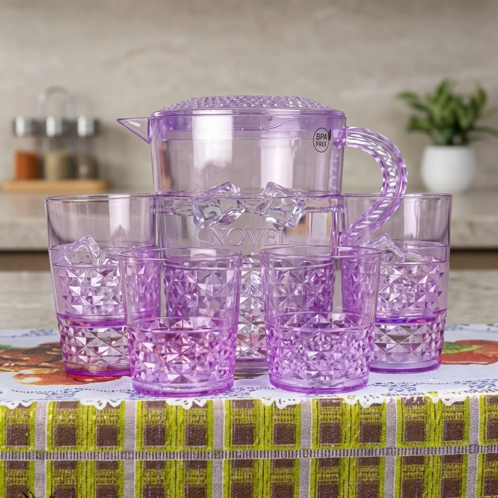 Acrylic Unbreakable Jug Set with 6 Glasses