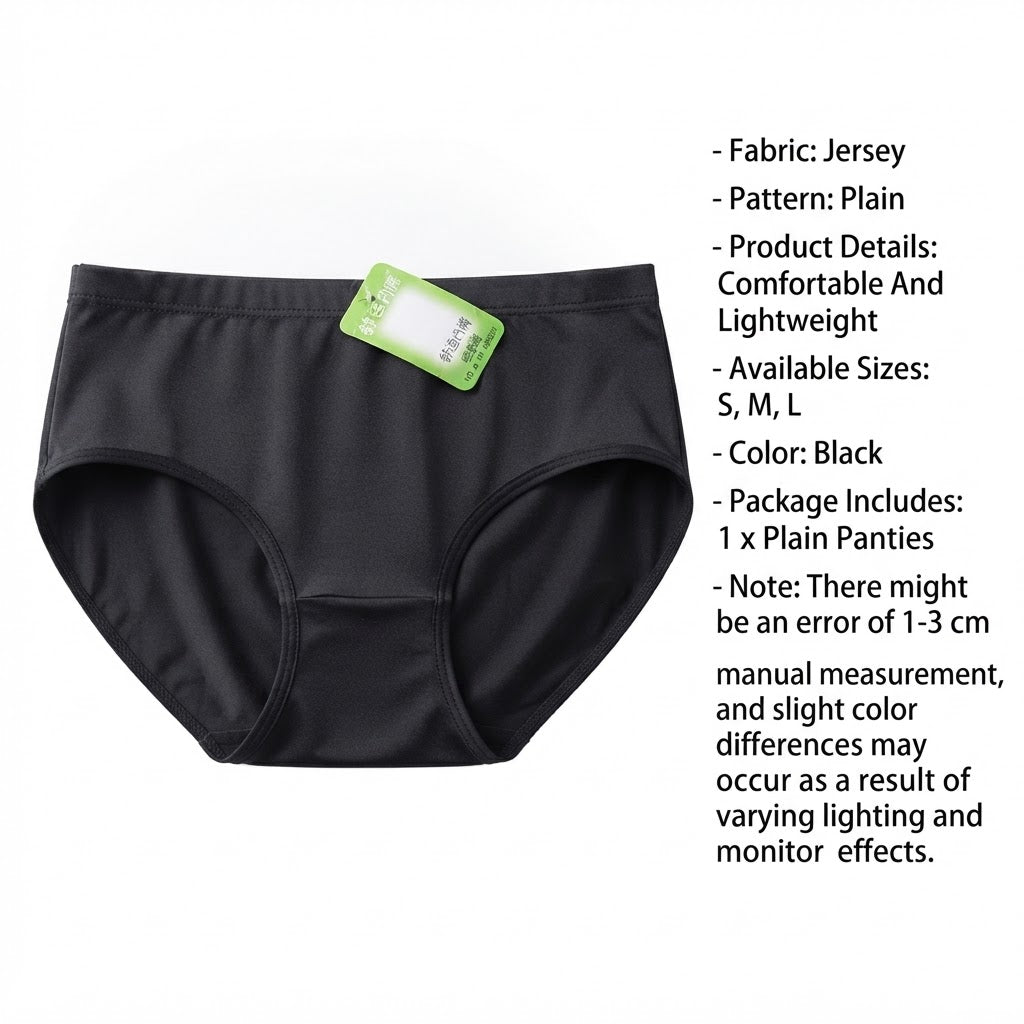 Black Plain Jersey Panties