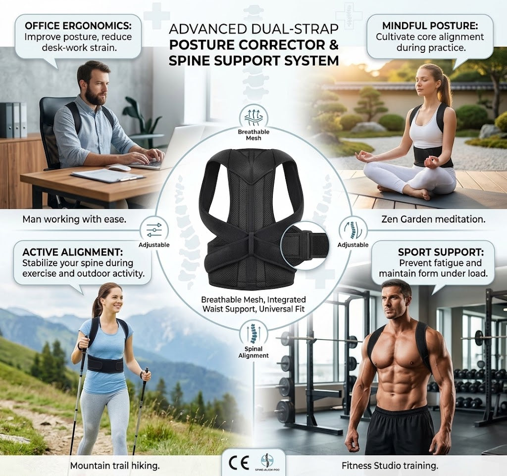 Adjustable Full Back Brace Posture Corrector for Men & Women