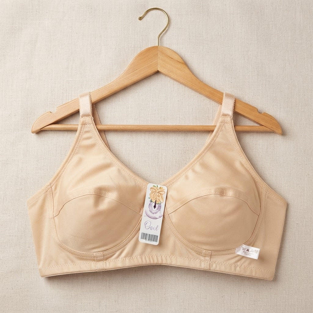 Beige Non-Padded Cotton Bra for Daily Wear