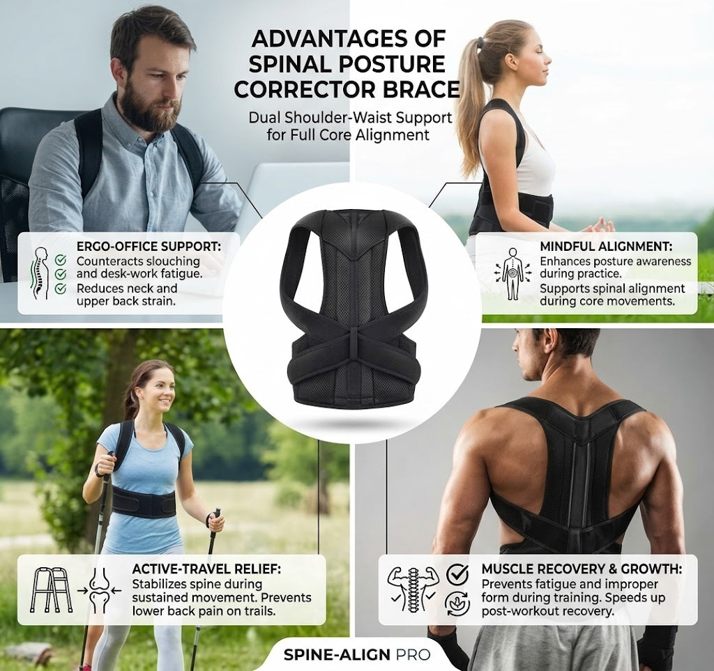 Adjustable Full Back Brace Posture Corrector for Men & Women