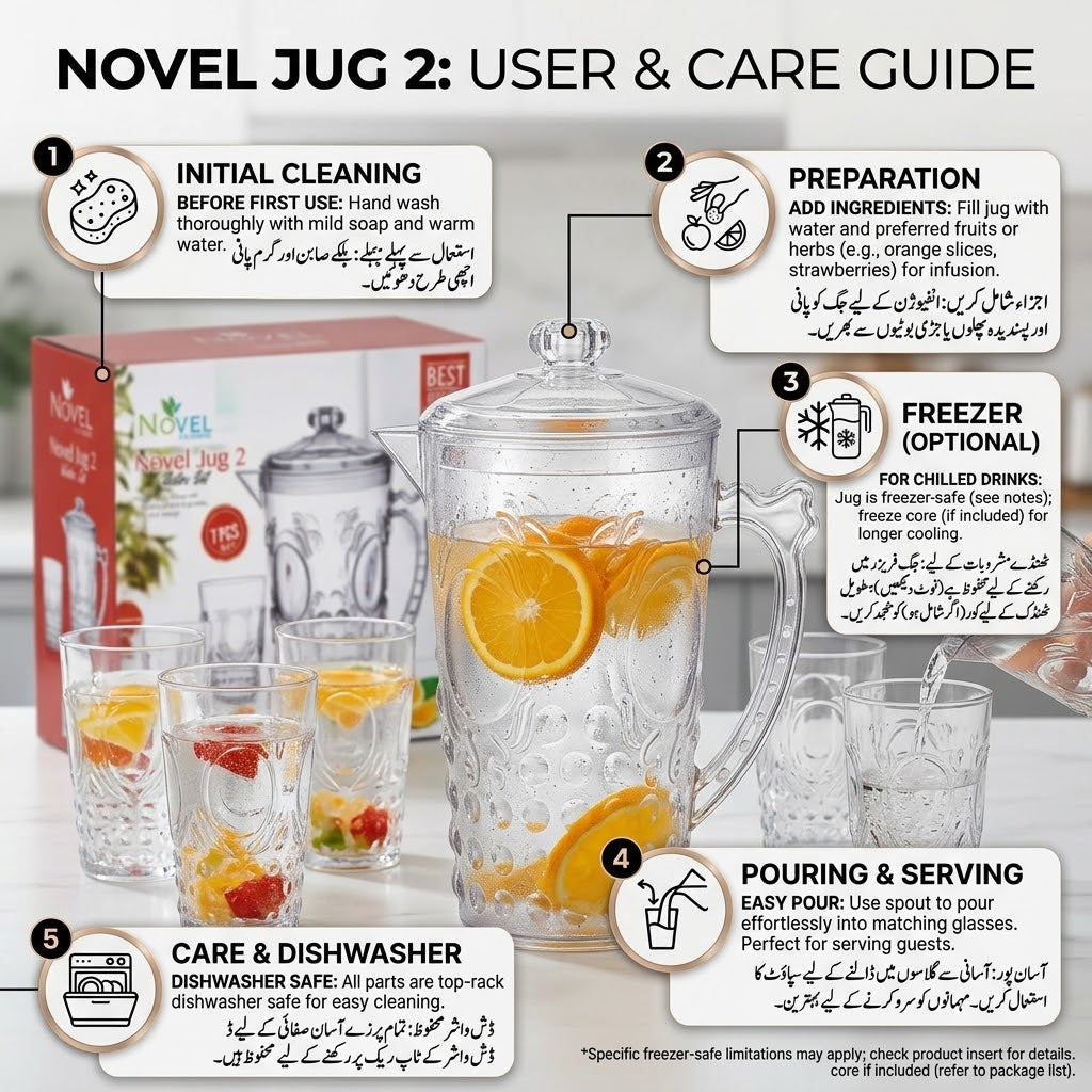 Premium Acrylic Unbreakable Jug Set with 6 Glasses