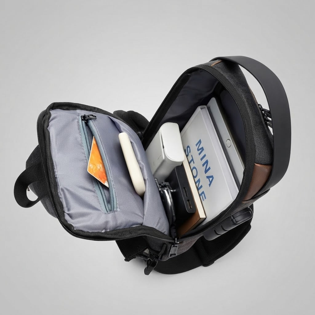 Men’s Anti-Theft Waterproof Nylon Chest Bag with USB Port