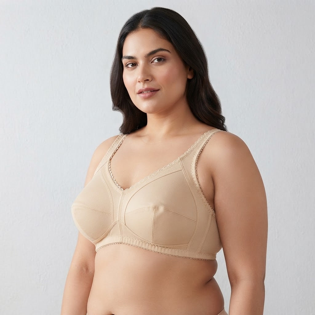 Beige Non-Padded Cotton Bra