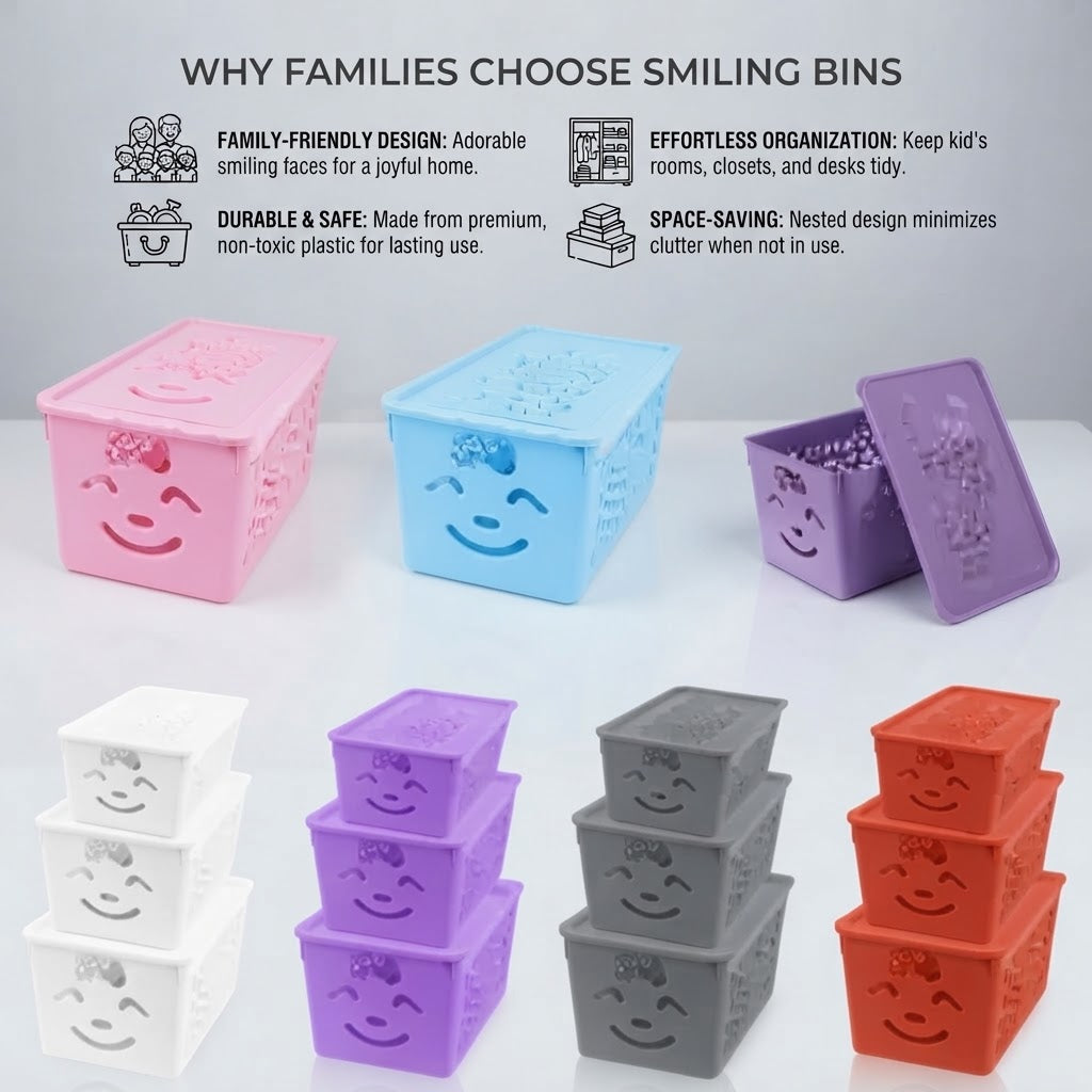 GullPlaza.pk Pack of 3 Smiley Storage Basket Set
