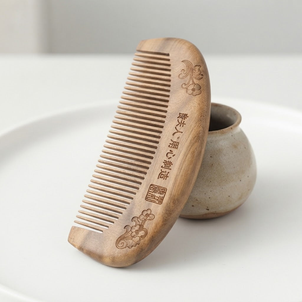 Personalized Peach Wood Hair Comb