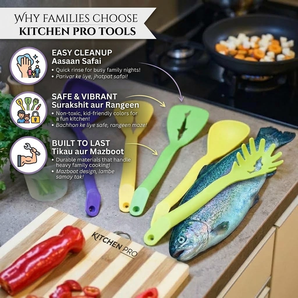 5-Pcs Colorful Silicone Kitchen Spoon Set