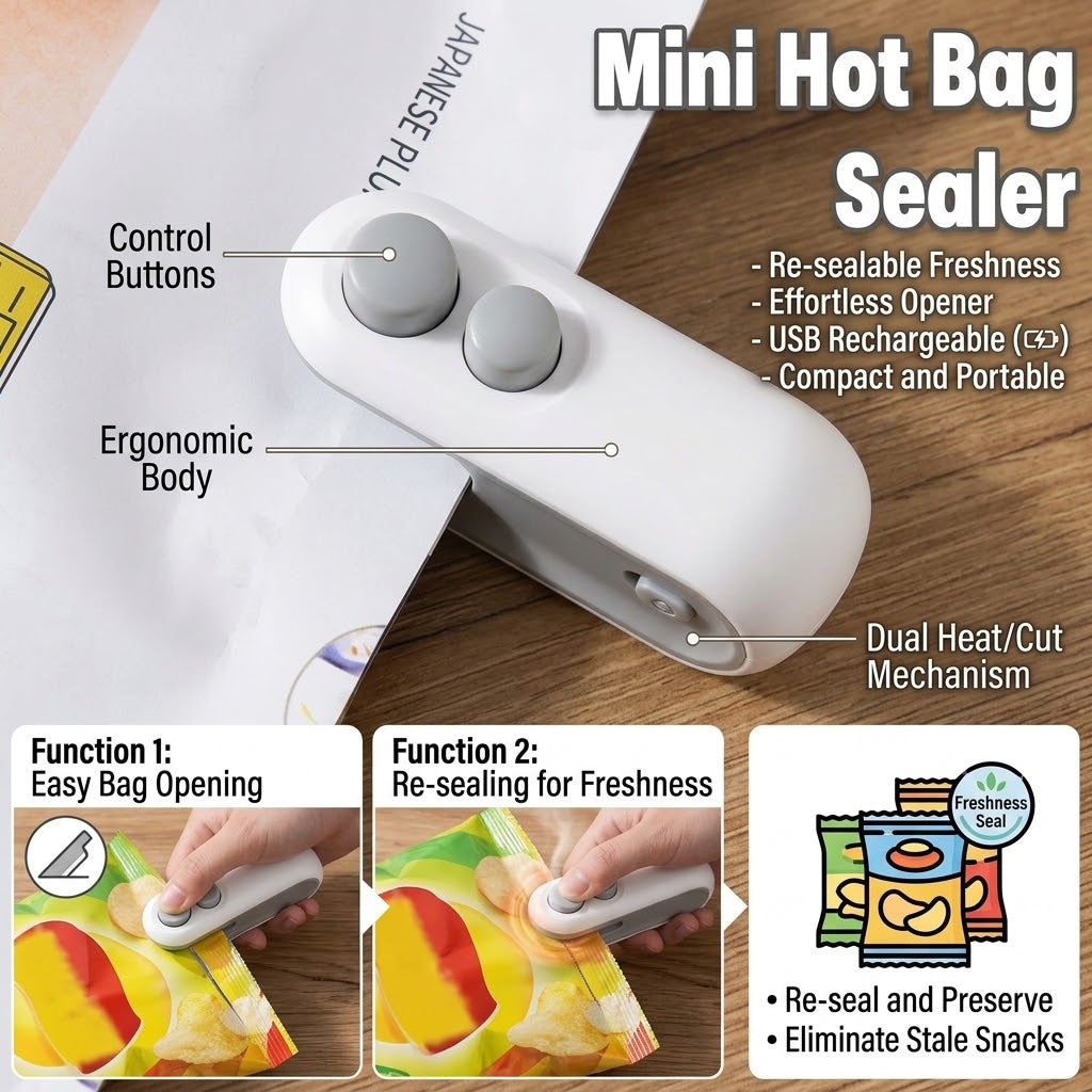 2-in-1 Rechargeable Mini Pocket Bag Sealer & Cutter