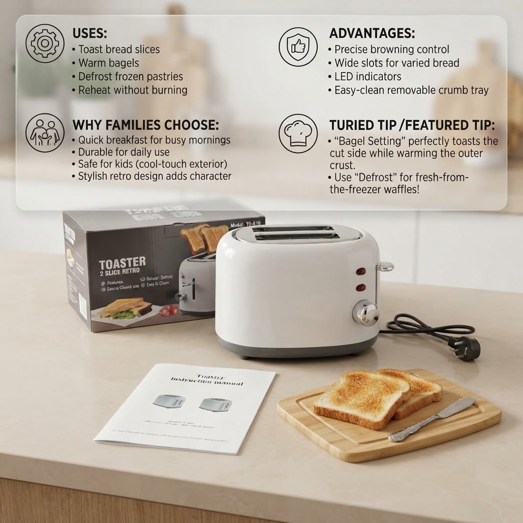 Retro 2 Slice Toaster 700W