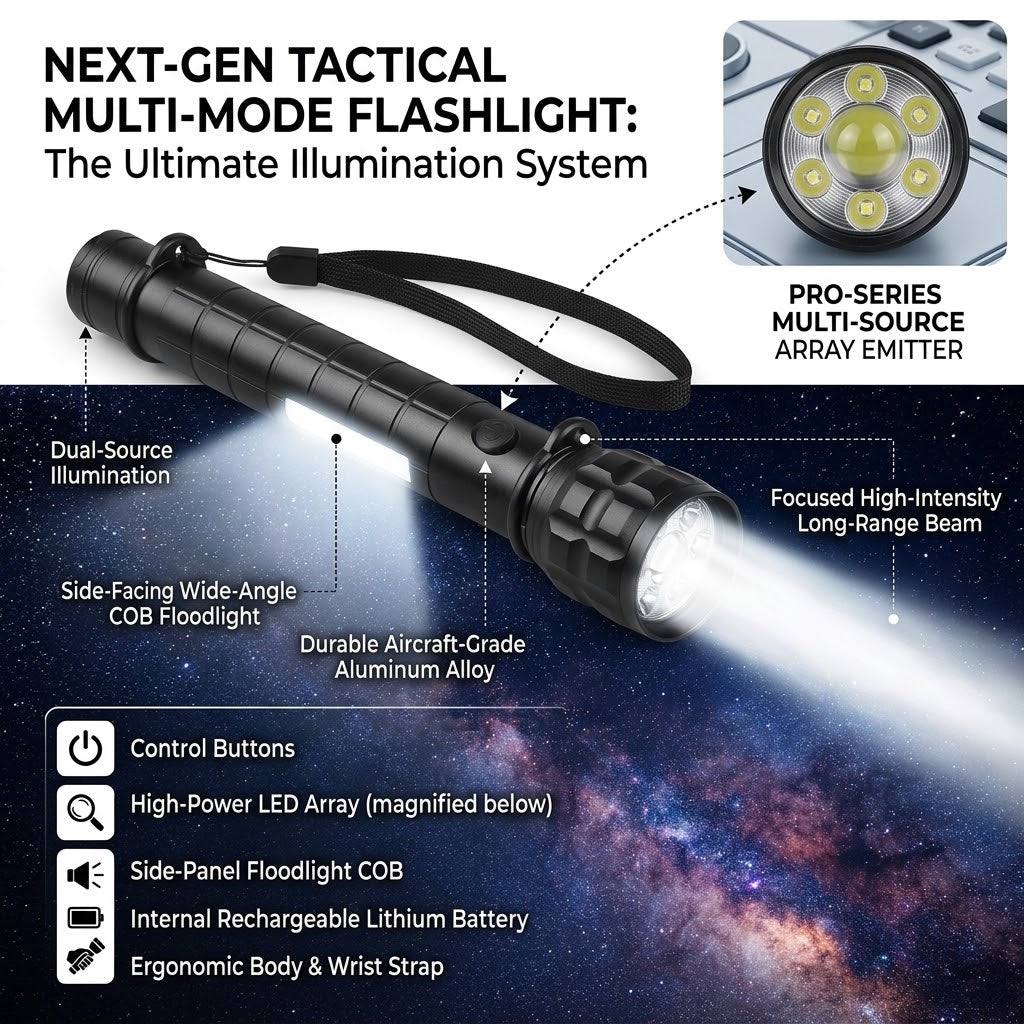 Tactical LED Flashlight 9000 High Lumens – 200W Super Bright