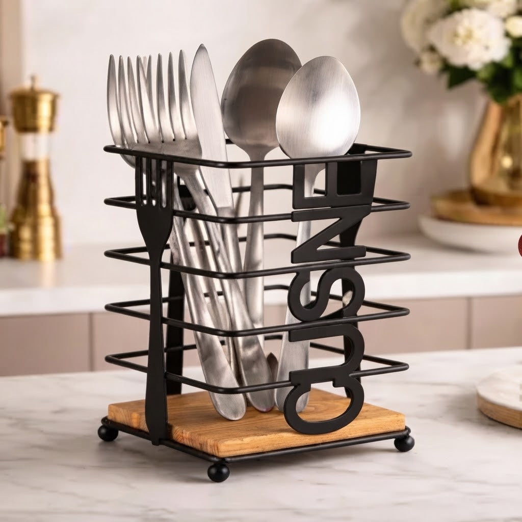Black Metal Cutlery Holder