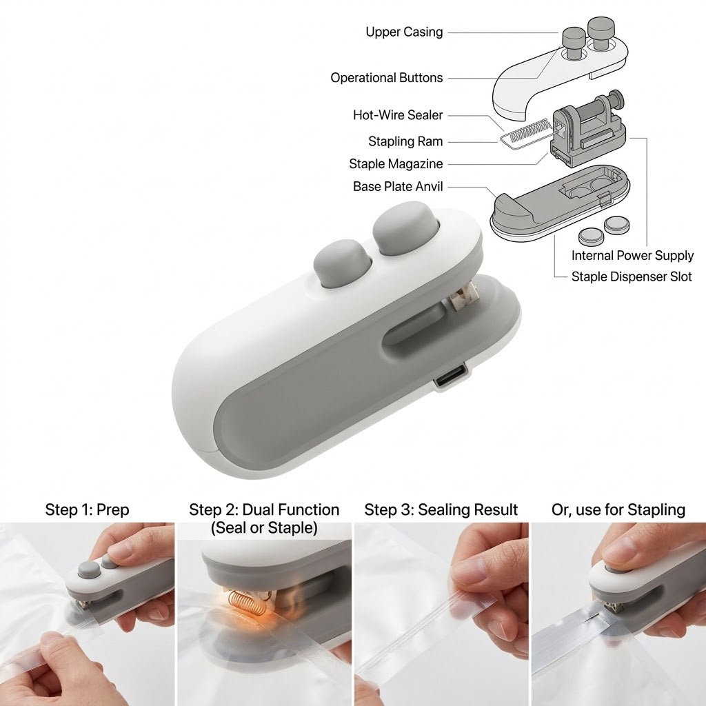 2-in-1 Rechargeable Mini Pocket Bag Sealer & Cutter