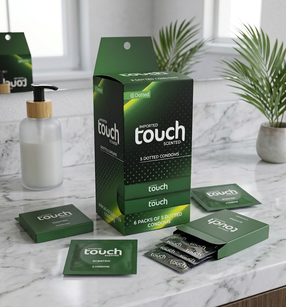 Imported Touch Scented Dotted Condoms - 6 Packs of 5 Condoms Box