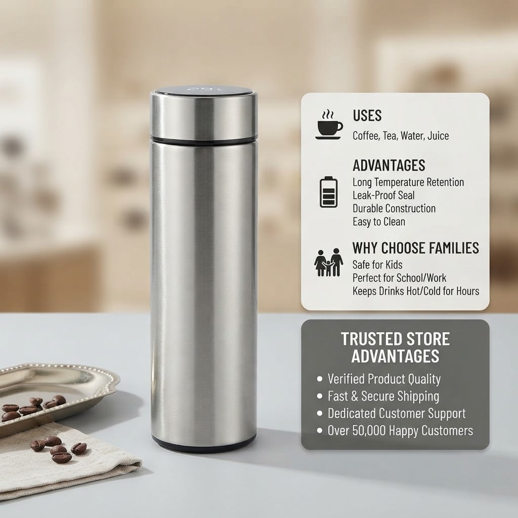 Premium Stainless Steel Soft Touch LED Thermal Bottle 500ML