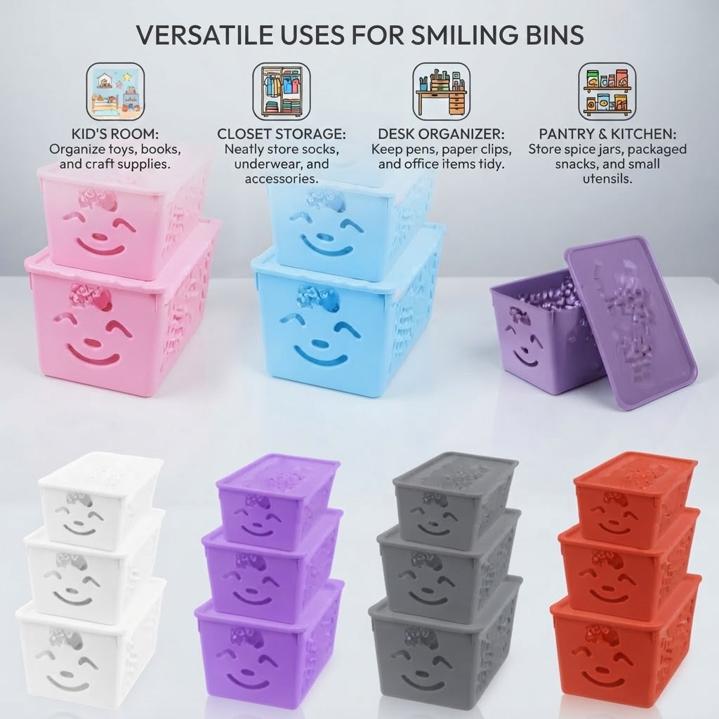 GullPlaza.pk Pack of 3 Smiley Storage Basket Set