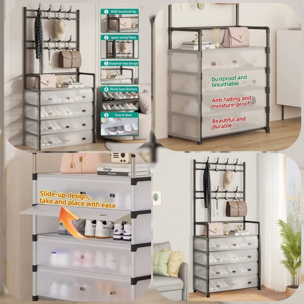 Dustproof Coat & Shoe Rack