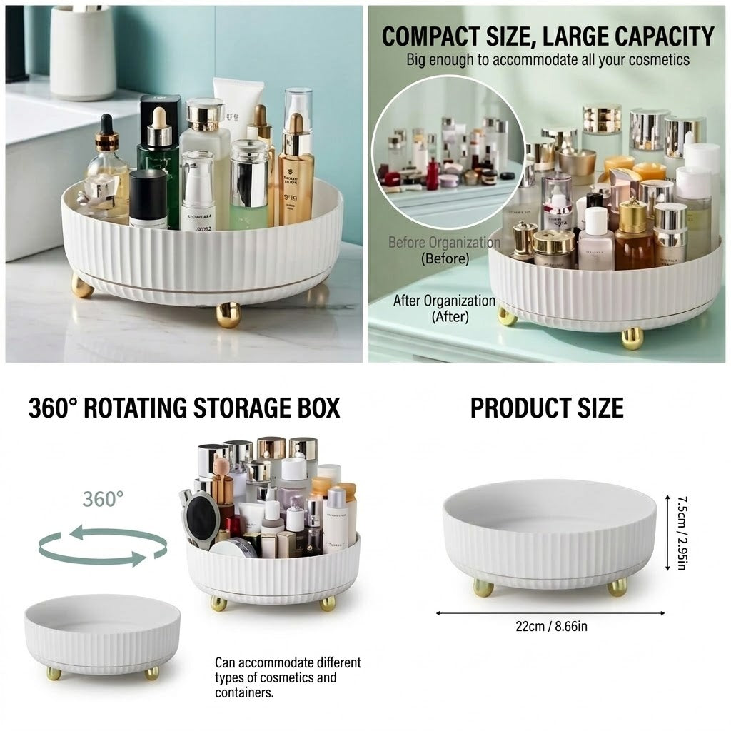 360 Degree Rotating Tray Cosmetic Organizer