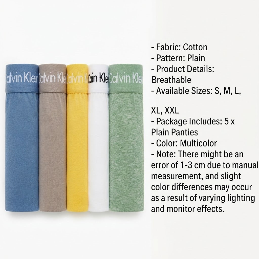 5 Pack Cotton Plain Panties S to XXL