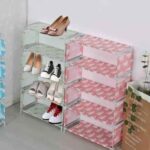 5 Layer Shoe Organizer Rack – Stackable Portable Shoe Storage with Stainless Steel Rods & Printed Panels | Multi-Purpose Home Organizer - Image 2