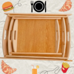 Wood Serving Tray, Tea Coffee Food Platter Tray Home Decoration (Set of 3)