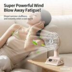 Vintage Style Portable Camping Fan – Low Noise Battery Indicator Wearable Fan with 100-Speed Control for Outdoor, Car, Office & Home Use