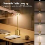 Portable LED Table Lamp – Touch Sensor, 3 Color Modes & 3 Brightness Levels, Rechargeable Metal Desk & Bedside Light