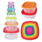 7Pcs Rectangular Food Storage Bowl Plastic with Lids Freshing Box Rainbow Food Preservation Food Sealed Box Refrigerator Storage