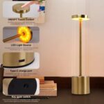 Portable LED Table Lamp – Touch Sensor, 3 Color Modes & 3 Brightness Levels, Rechargeable Metal Desk & Bedside Light - Image 3