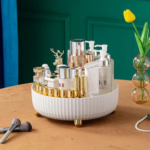360 Degree Rotating Bathroom Tray Cosmetic Organizer Kitchen Spice Bottle Storage Holder Fruit Serving Tray Multifunctional Plate Spinning Cosmetics Storage - Image 2