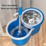 Spin Mop – Easy Spin Magical Mop Set (Steel Bucket) 360° Microfiber Mop Head Home Cleaning Tool