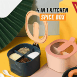 4 Grid Spice Seasoning Food and Masala Rack Box with Spoon – Multipurpose Kitchen Storage Jar Set - Image 7