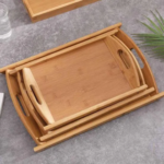 Wood Serving Tray, Tea Coffee Food Platter Tray Home Decoration (Set of 3) - Image 4