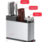 Stainless Steel Kitchen Utensil Holder with Detachable Knife Block – Multifunctional Large Kitchen Organizer (Silver) - Image 8