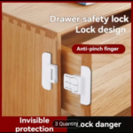 Pack Of 2 Multi-Purpose Baby Safety Lock – Double Buckle Design, Adhesive Child Door & Cabinet Lock Easy-Install No-Drill Refrigerator Door Locks - Automatic Safety Closure for Secure Sealing & Youngsters Protection, Versatile Use on Drawers & Cabinets - Image 3